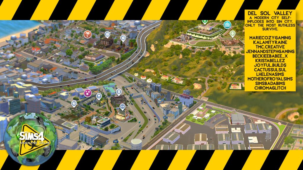 Del Sol Valley in The Sims 4 Apocalypse Save File transformed into a post-apocalyptic Sin City.