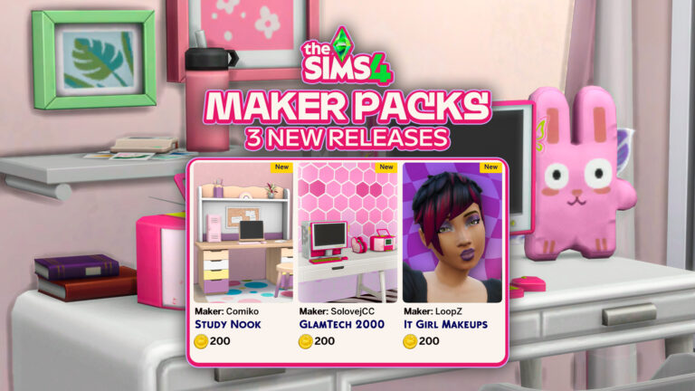 New The Sims 4 Maker Packs: Study Nook, GlamTech 2000 and It Girl Makeups